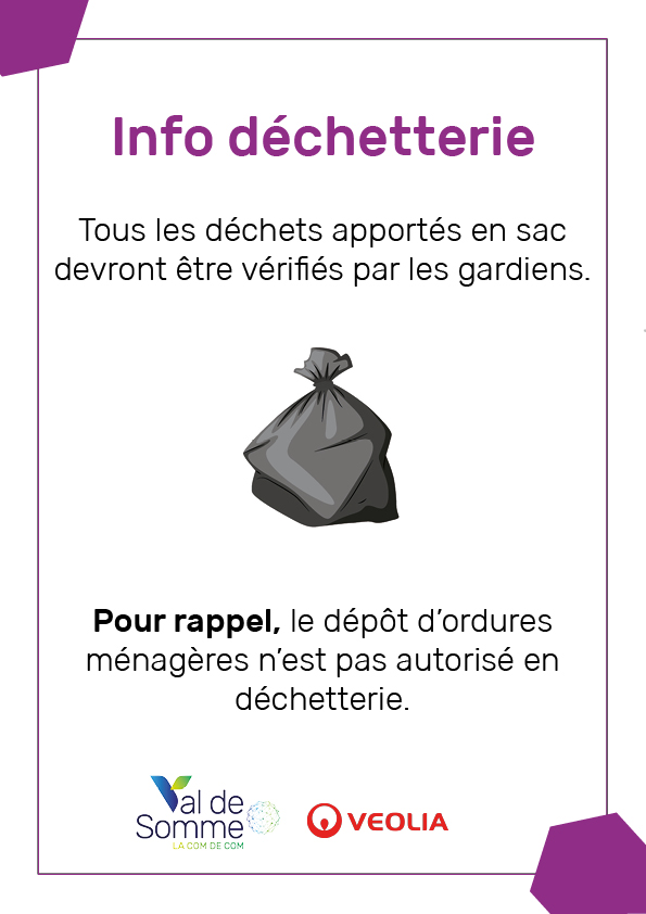 Info déchetterie : vérification des sacs - La Communauté de communes du Val  de Somme